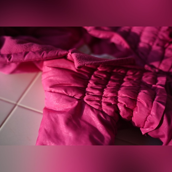 Rothschild 12M Infant Girls Snowsuit In Vibrant Pink with Floral Embossed Design - Picture 12 of 15